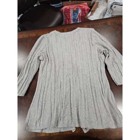 Y2K Croft & Barrow Gray Ribbed Button Cardigan Womens M Cotton Sweater - Picture 5 of 7